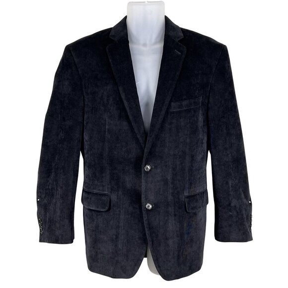 Calvin Klein Men 42R Black Corduroy Sport Coat Double Vented Timeless Minimalist - Picture 1 of 16
